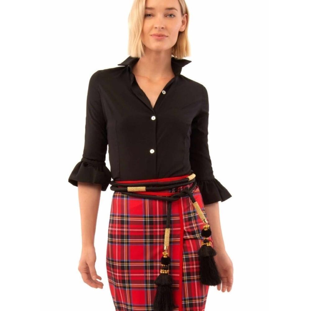 Gretchen Scott Wash/Wear Priss Black Ladies Blouse Size XS